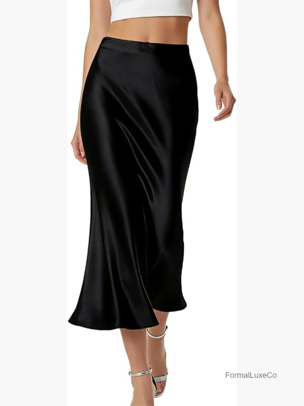 Women's Elegant Satin Skirt Long Silk High Waist Flared Cocktail Party